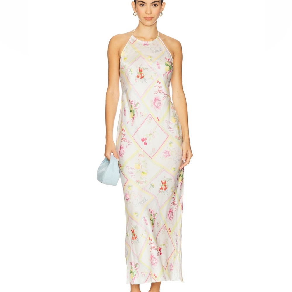 Women's Halter Slip Dress in Pastel Floral Print